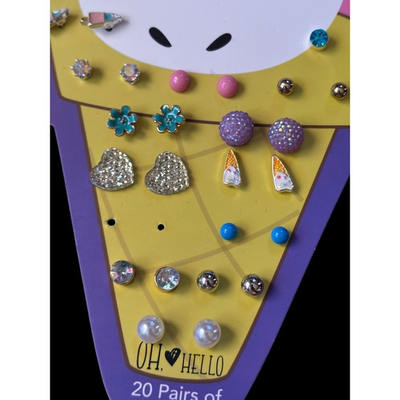OH HELLO Kids 19 Pairs Unicorn Ice Cream Earrings Set Fun Fantasy Jewelry - Picture 4 of 4